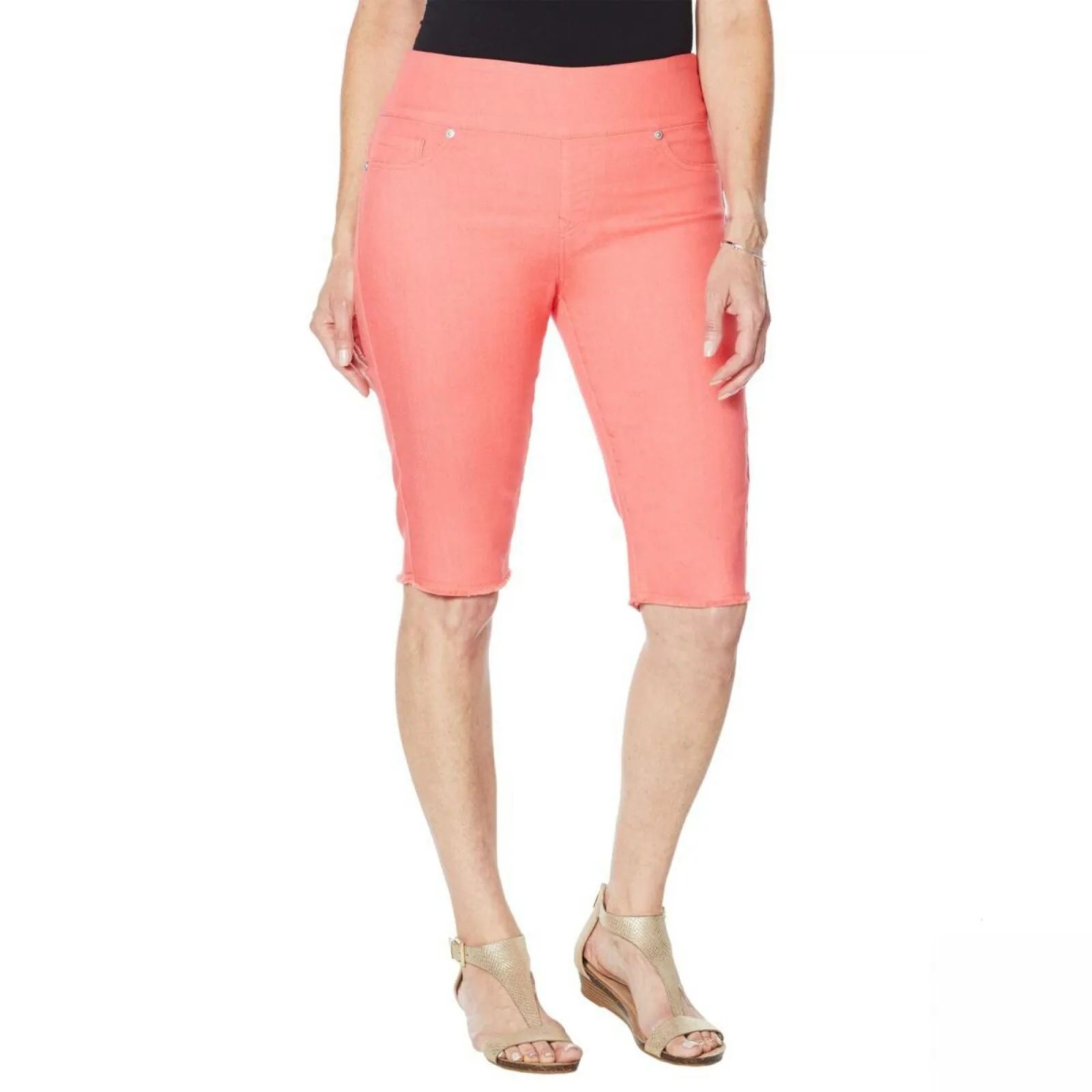 DG2 by Diane Gilman Women's Classic Stretch Pull On Bermuda Shorts Coral Medium