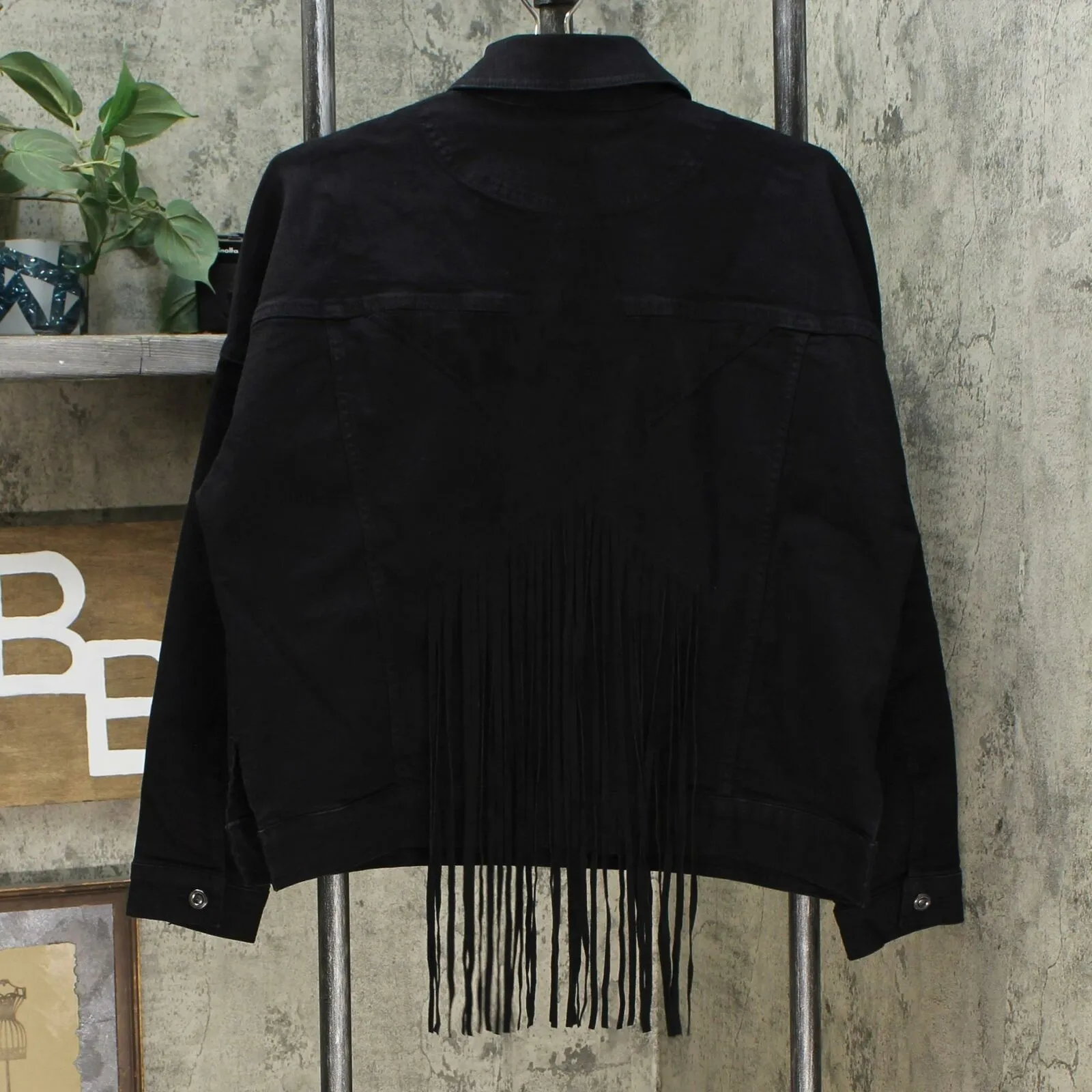 DG2 by Diane Gilman Women's Fringed Star Stretch Denim Jean Jacket