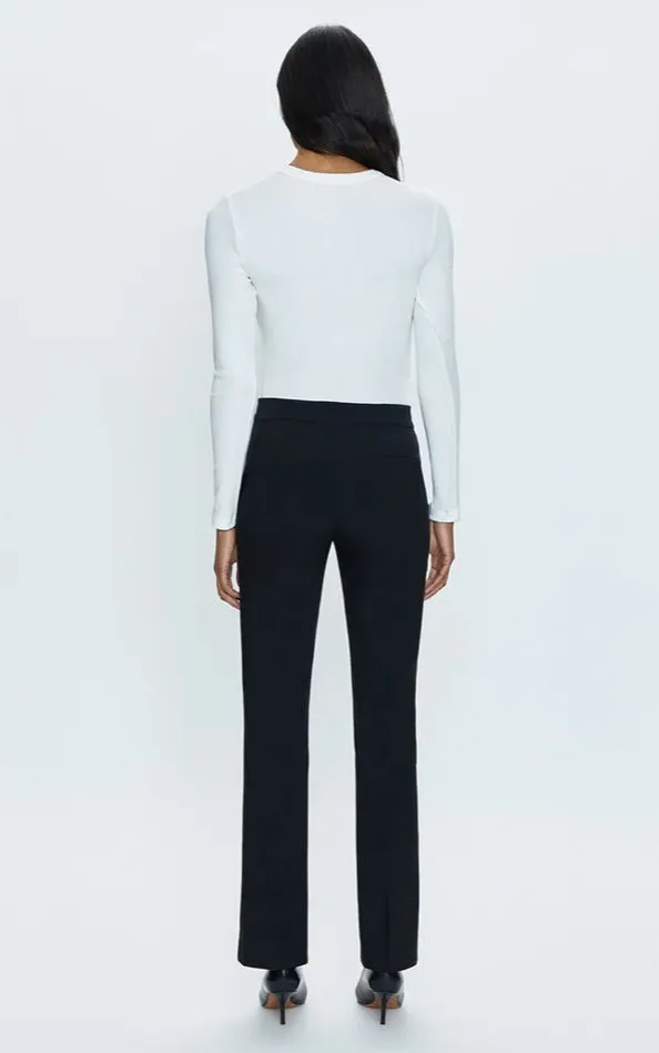 DIANA MID RISE FRONT SLIT TROUSER - BLACK