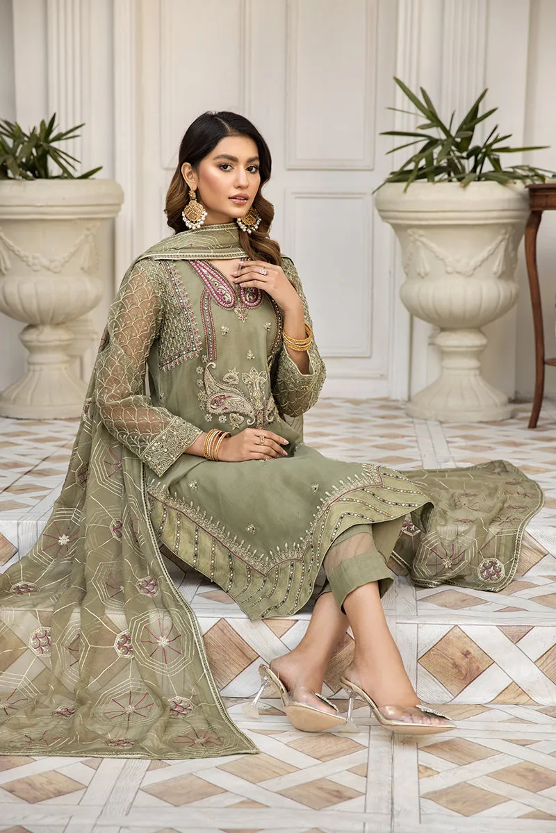 Embroidered Salwar Kameez in Pistachio Color #PF490