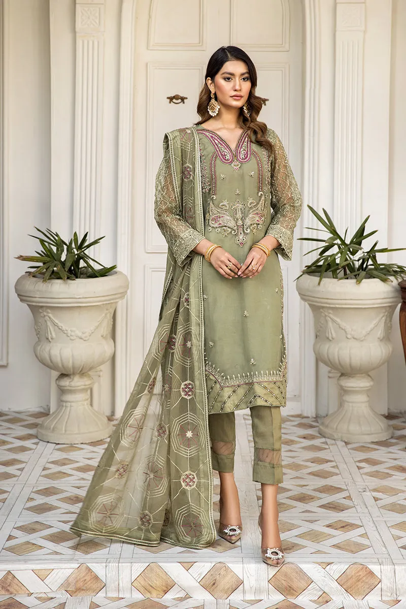 Embroidered Salwar Kameez in Pistachio Color #PF490
