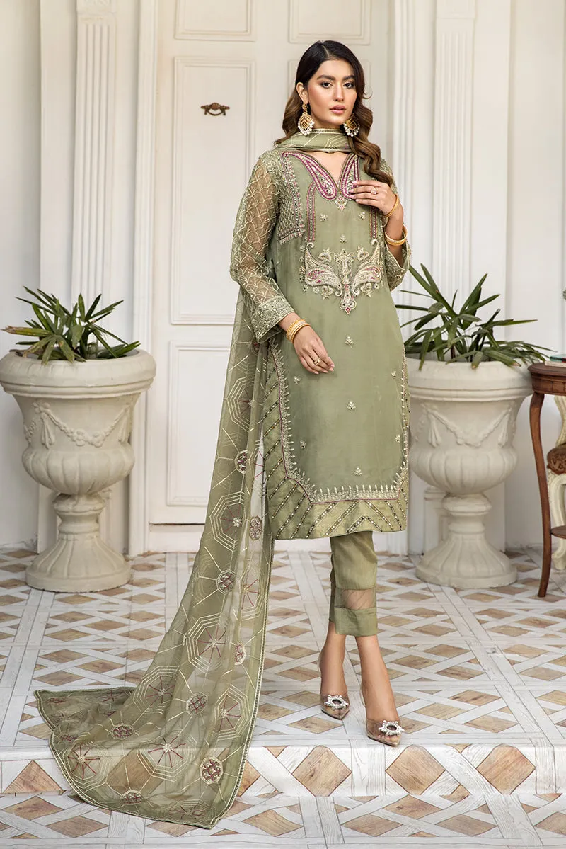 Embroidered Salwar Kameez in Pistachio Color #PF490