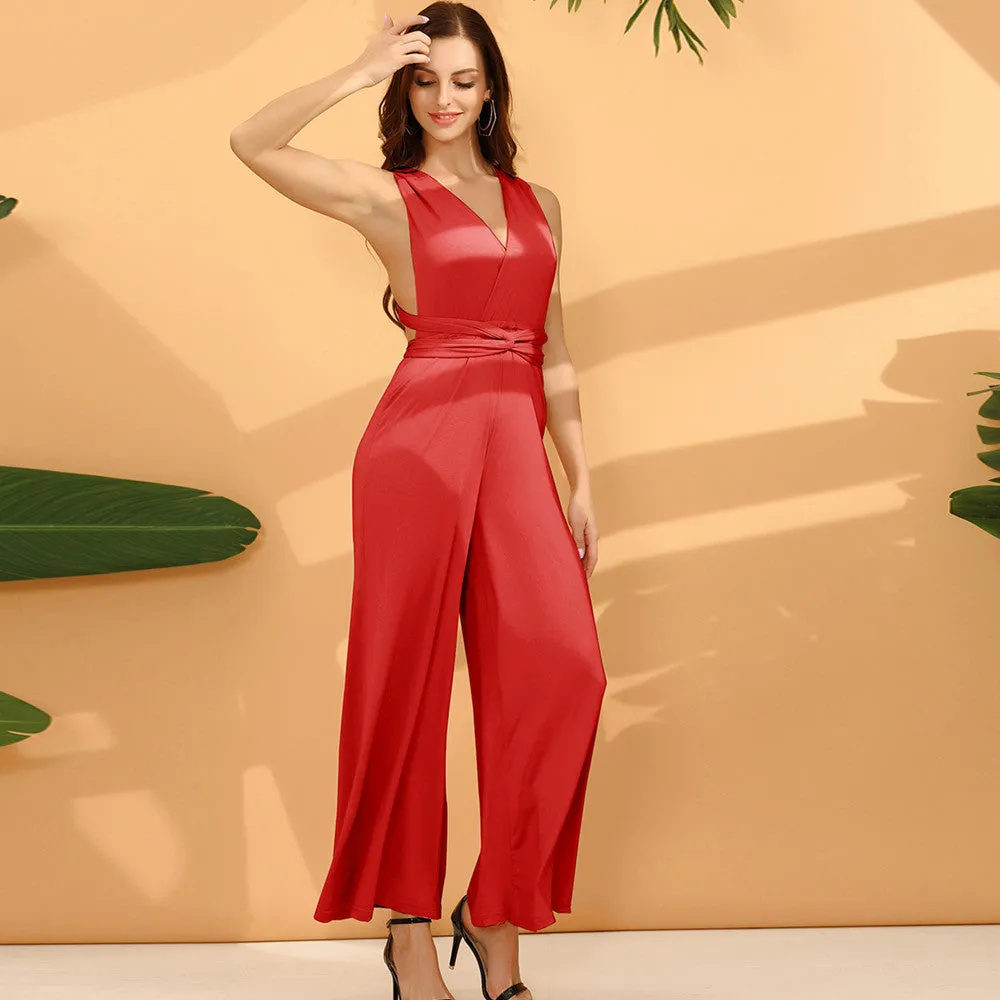 Fashion Solid Color Multi-wear French Wide-leg Pants