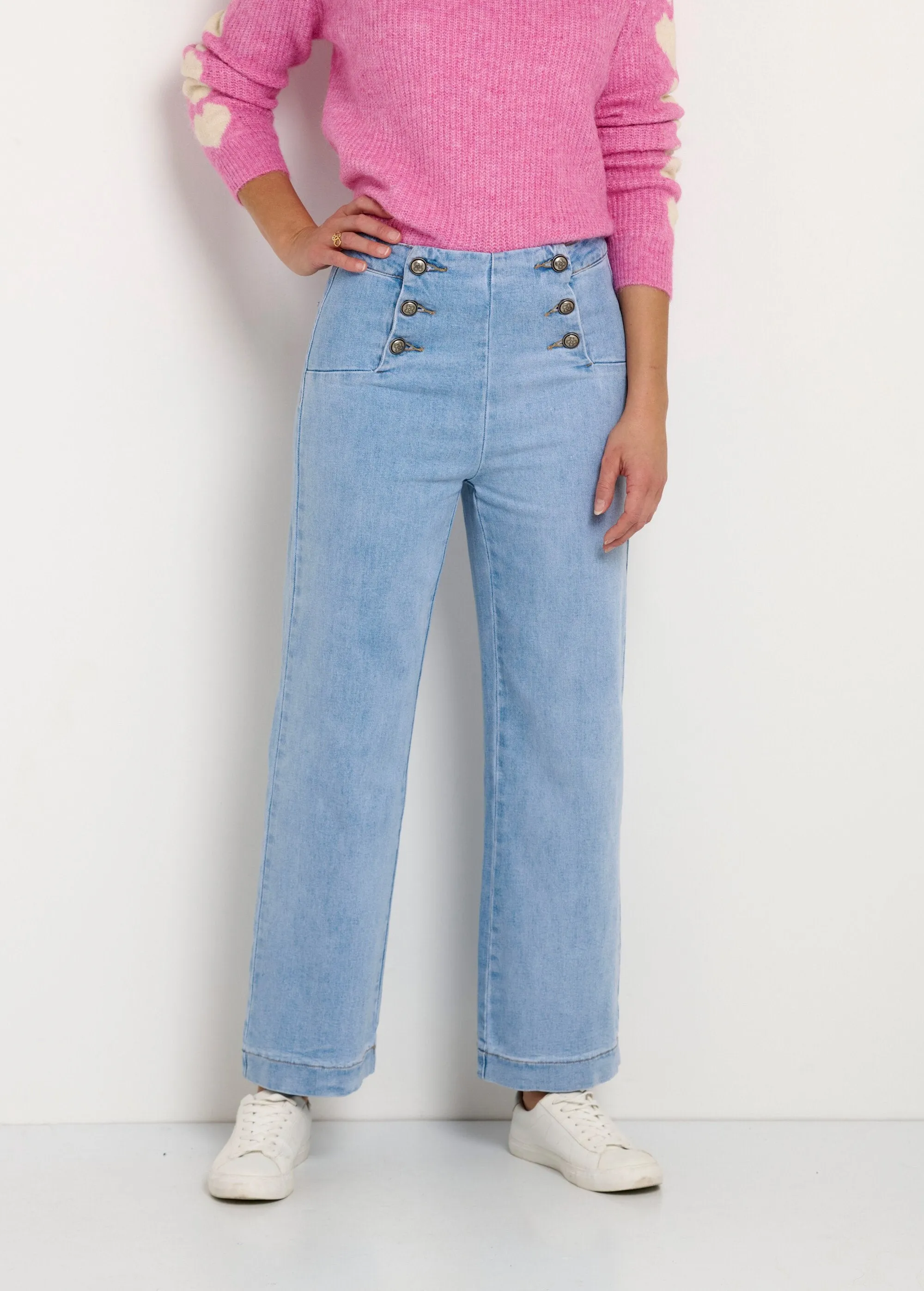 Flare denim bridge pants