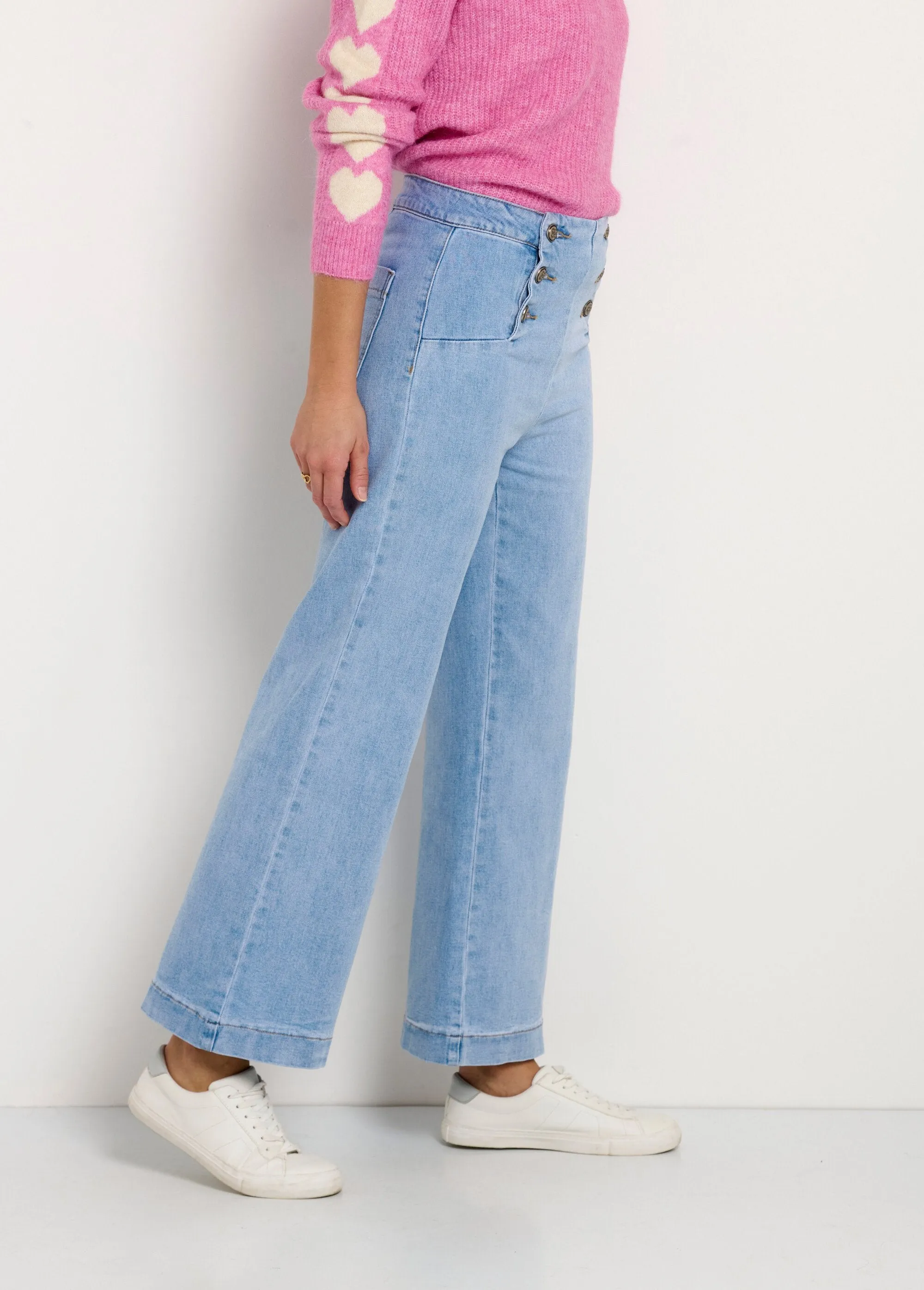 Flare denim bridge pants