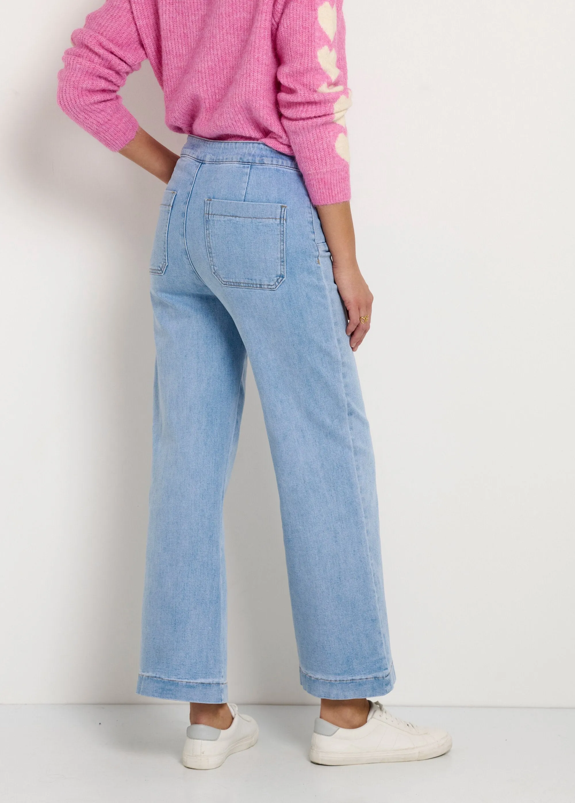 Flare denim bridge pants