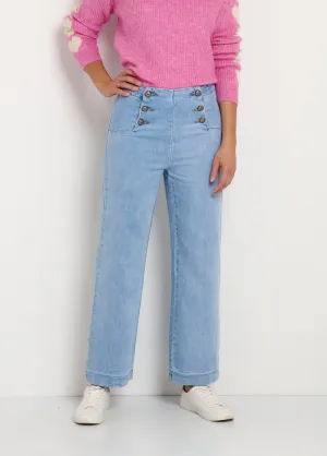 Flare denim bridge pants