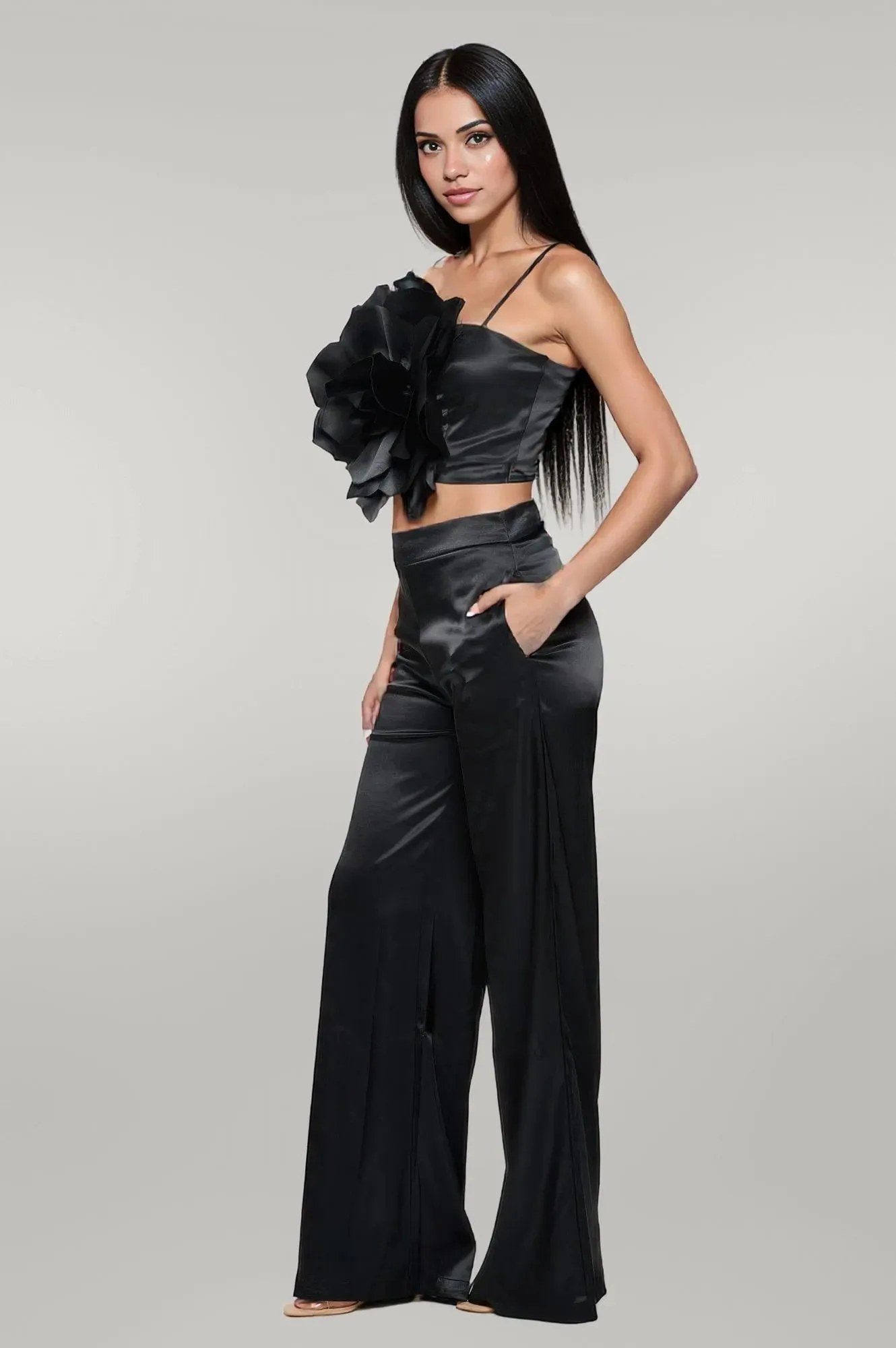 Flower Crop Top & Pant Set