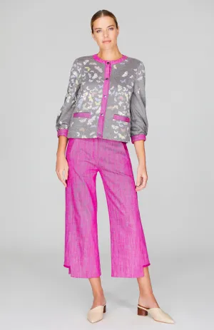 Flutter Print Sweater Knit Short Boxy Jacket