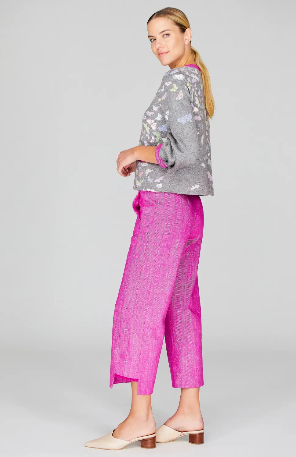 Flutter Print Sweater Knit Short Boxy Jacket