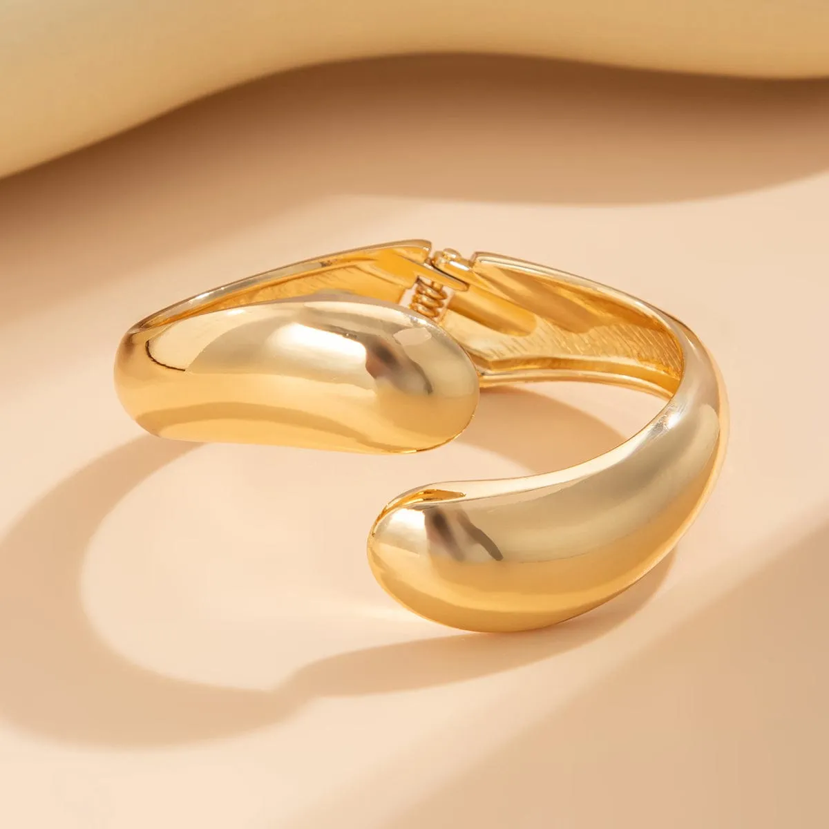 Geometric Abstract Gold Silver Tone Waterdrop Bangle Bracelet