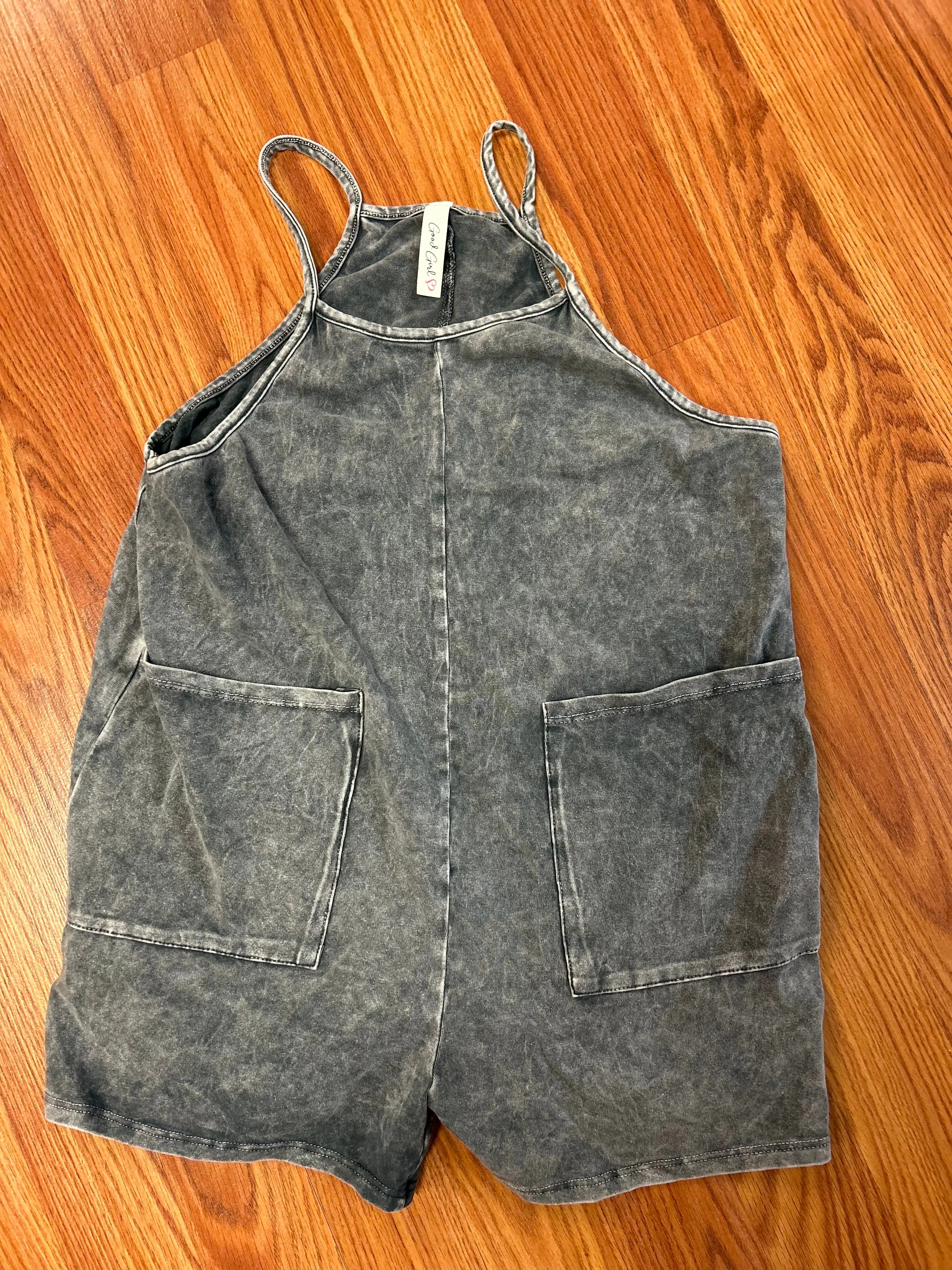 GG Girls Mineral Washed Overall Romper
