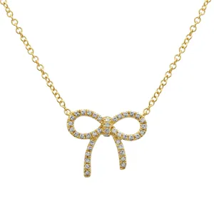 Gold Crystal Bow Pendant Necklace# HNN90868G(SA10)