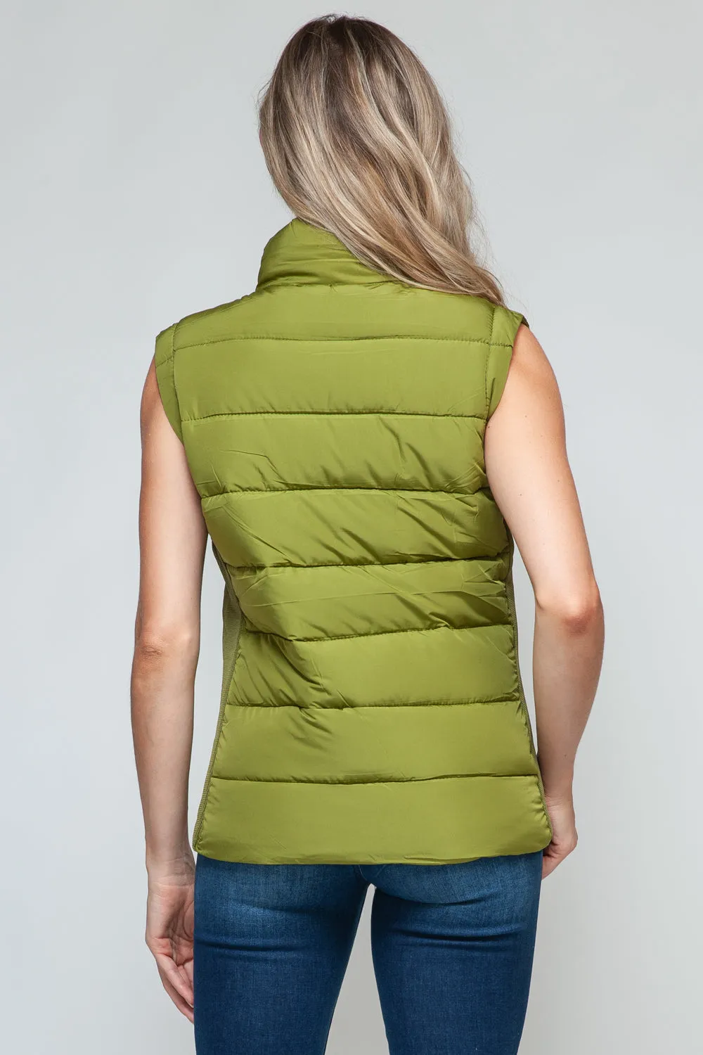 Green Zip Up Turtleneck Vest with Pockets
