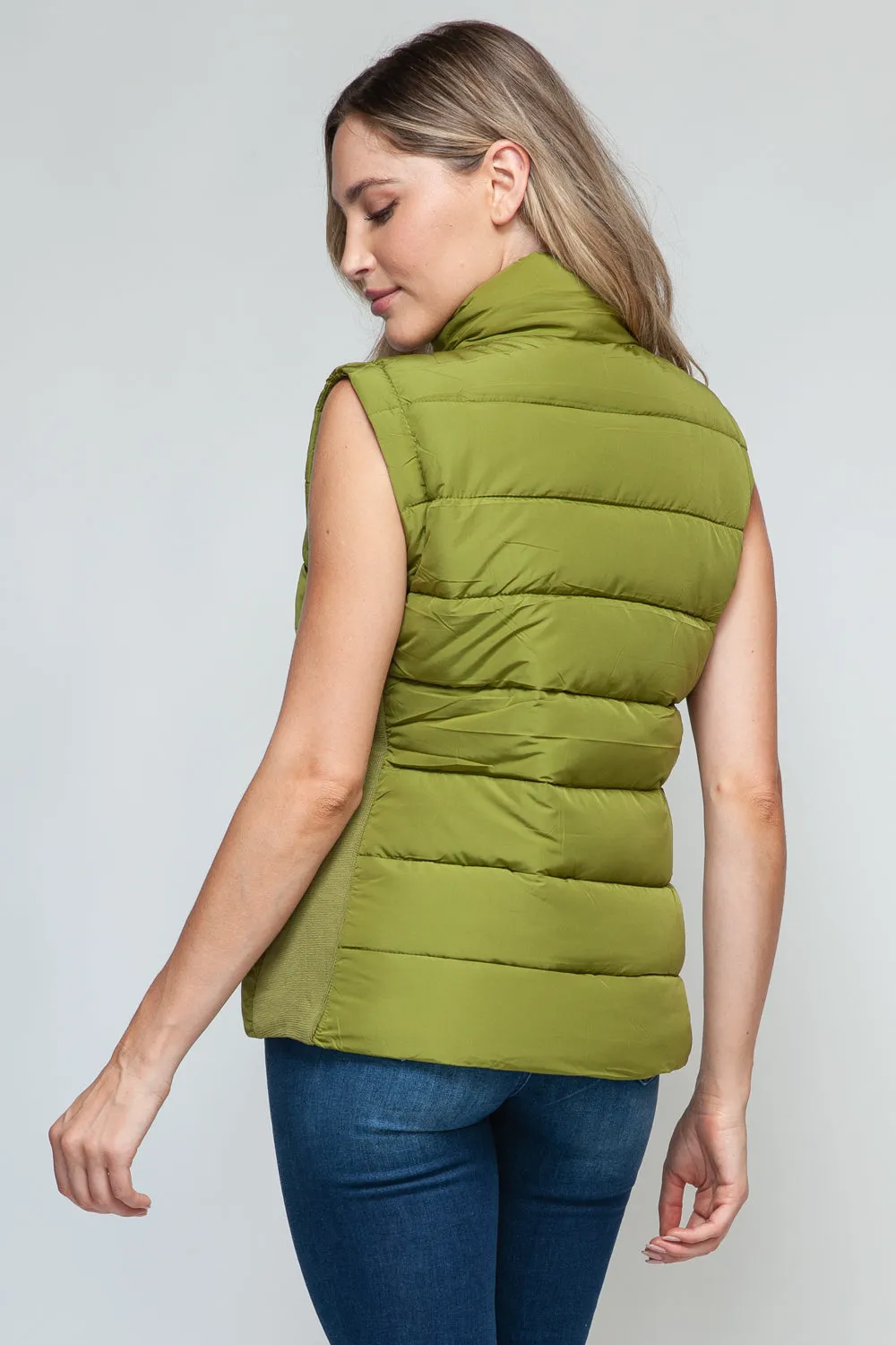 Green Zip Up Turtleneck Vest with Pockets