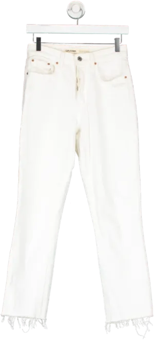 grlfrnd White Karolina High Rise Straight Leg Cropped Jeans W24
