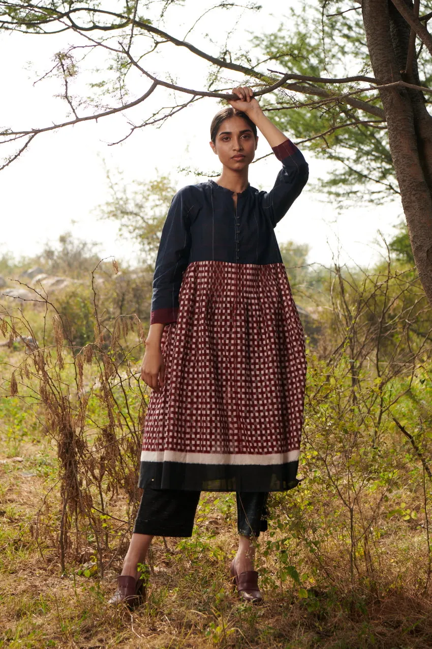Grove Double Ikat Gathered Kurta (MADE TO ORDER)