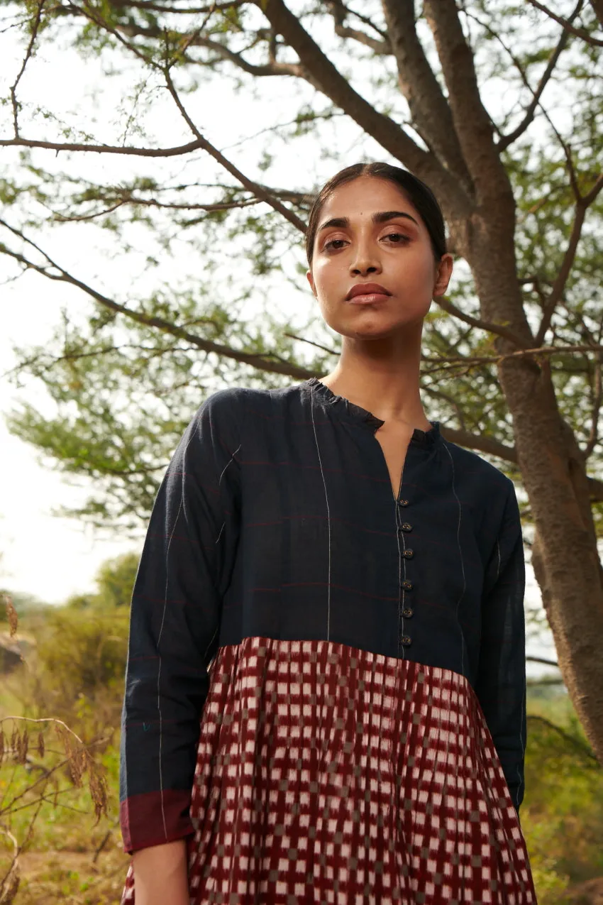 Grove Double Ikat Gathered Kurta (MADE TO ORDER)