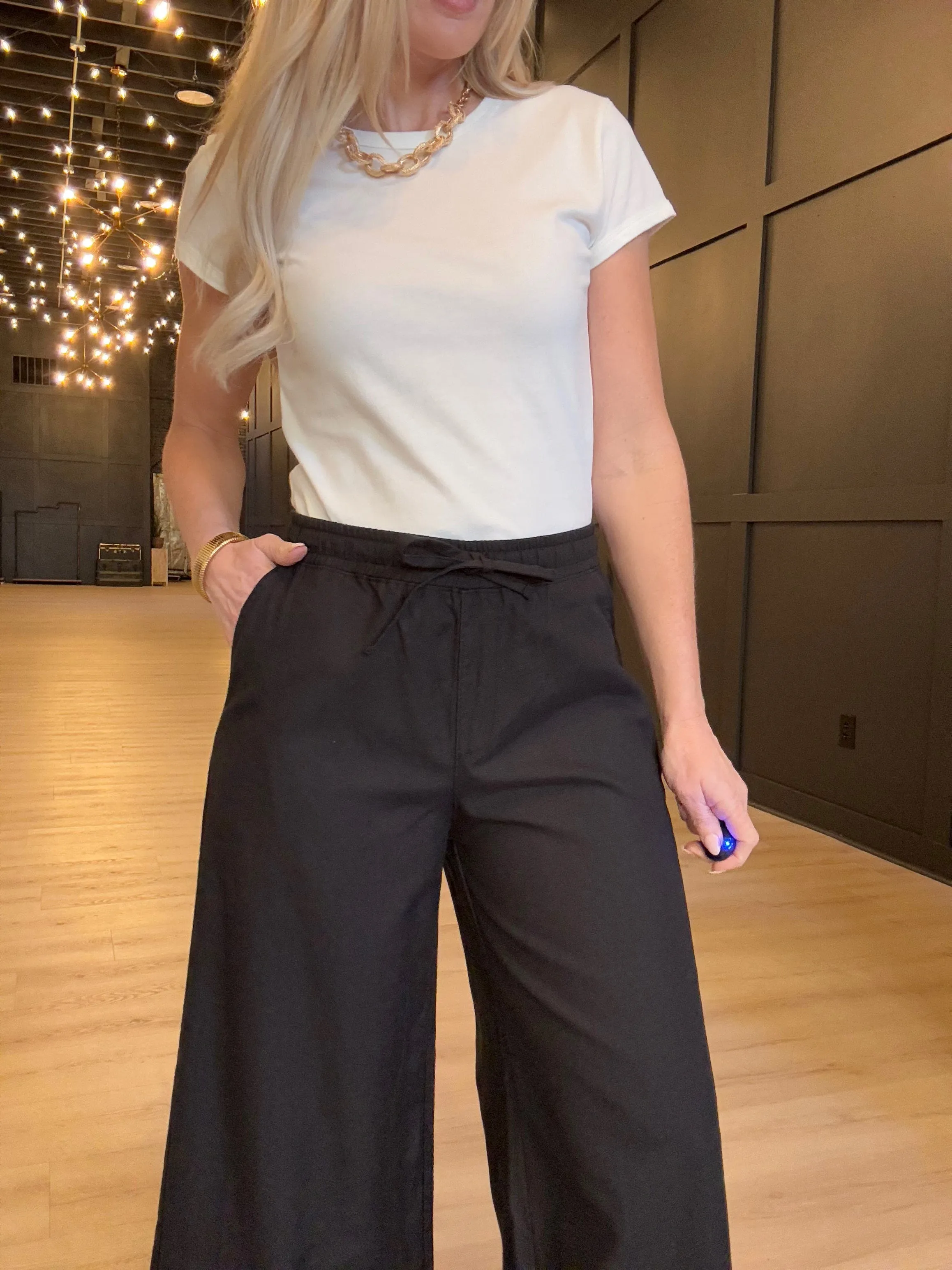 Hancock Temple Wide Leg Pant In Oxford Black