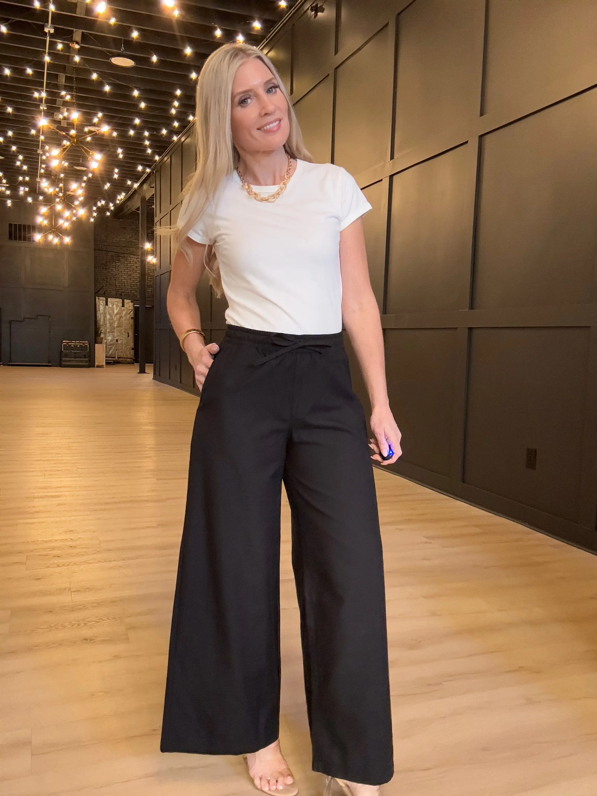 Hancock Temple Wide Leg Pant In Oxford Black