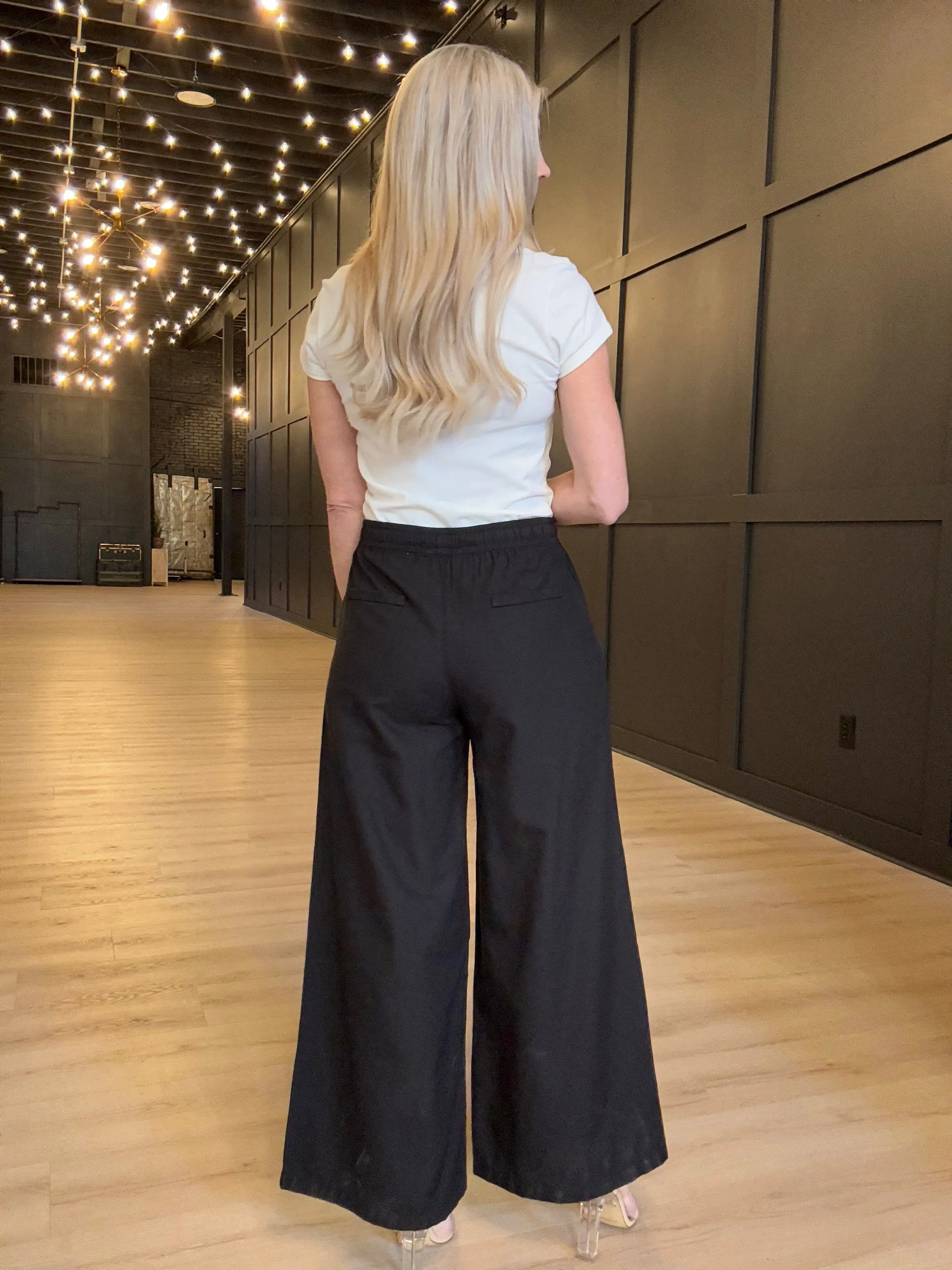 Hancock Temple Wide Leg Pant In Oxford Black