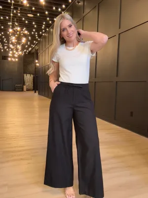 Hancock Temple Wide Leg Pant In Oxford Black