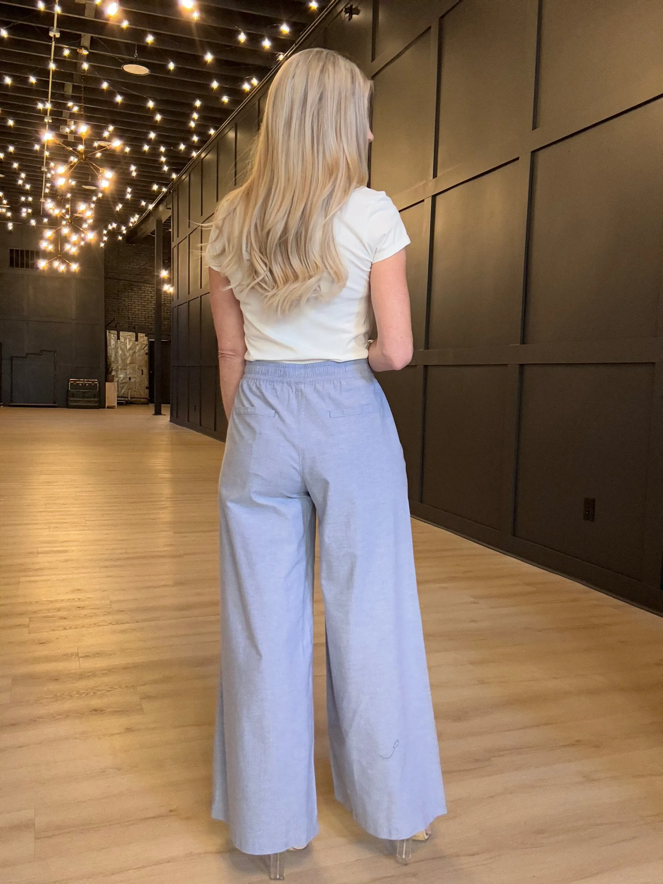 Hancock Temple Wide Leg Pant In Oxford Blue