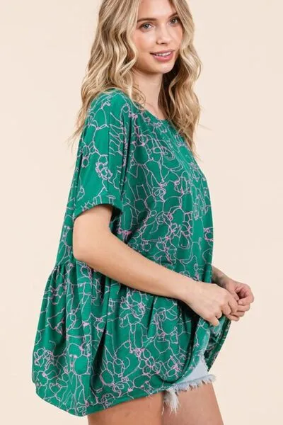 Hazel Blues® |  Mittoshop Abstract Print Round Neck Short Sleeve Top