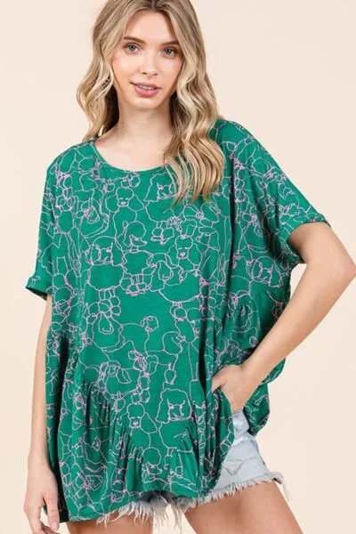 Hazel Blues® |  Mittoshop Abstract Print Round Neck Short Sleeve Top