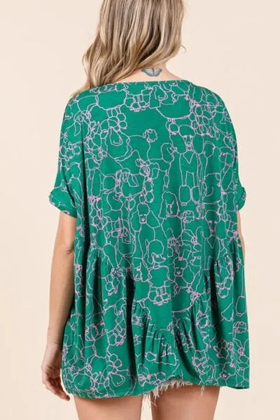Hazel Blues® |  Mittoshop Abstract Print Round Neck Short Sleeve Top