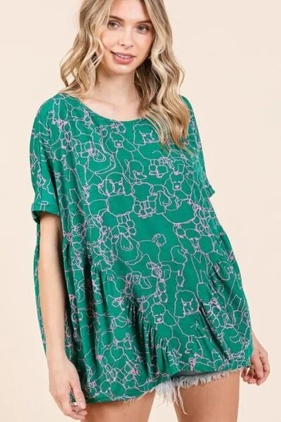 Hazel Blues® |  Mittoshop Abstract Print Round Neck Short Sleeve Top