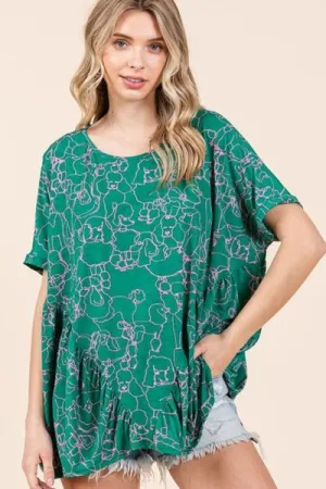 Hazel Blues® |  Mittoshop Abstract Print Round Neck Short Sleeve Top