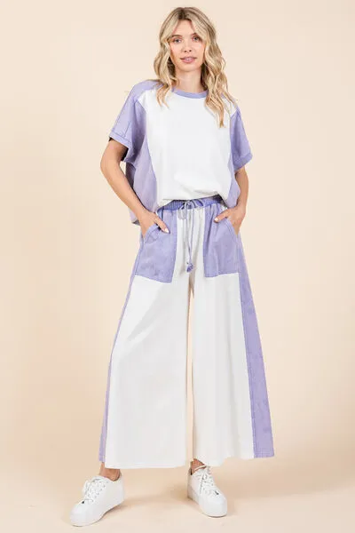 Hazel Blues® |  Mittoshop Color Block Wide Leg  Pants