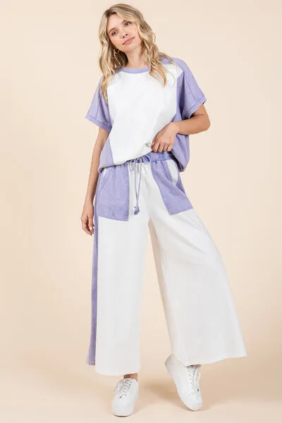 Hazel Blues® |  Mittoshop Color Block Wide Leg  Pants