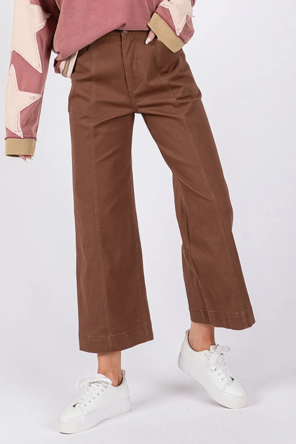 Hazel Blues® |  SAGE   FIG Wide Leg Cropped Pants