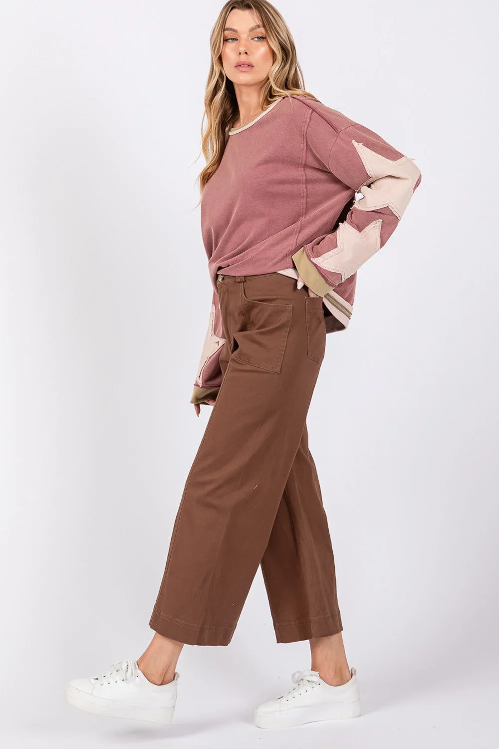 Hazel Blues® |  SAGE   FIG Wide Leg Cropped Pants