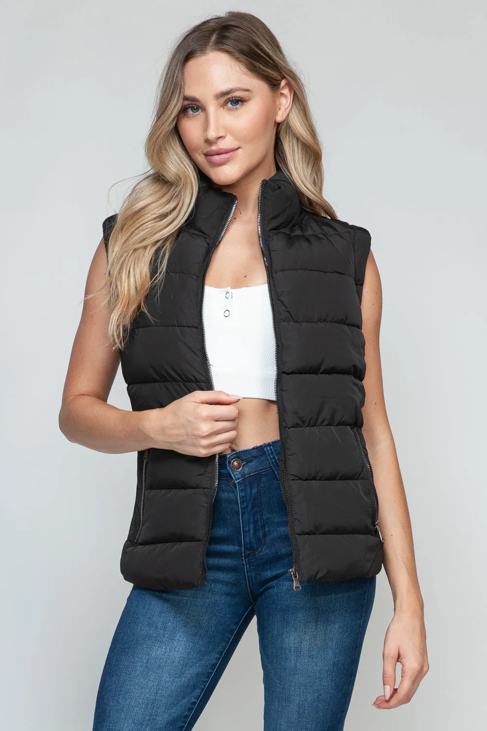 Hazel Blues® |  Snobbish Zip Up Turtleneck Vest with Pockets