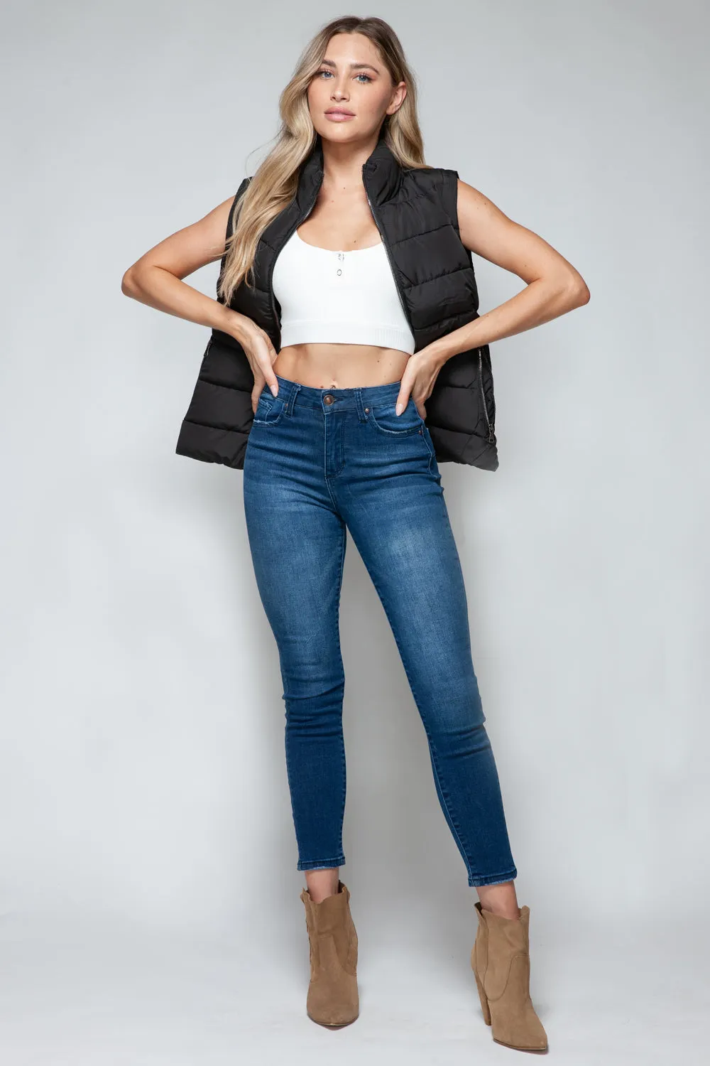Hazel Blues® |  Snobbish Zip Up Turtleneck Vest with Pockets