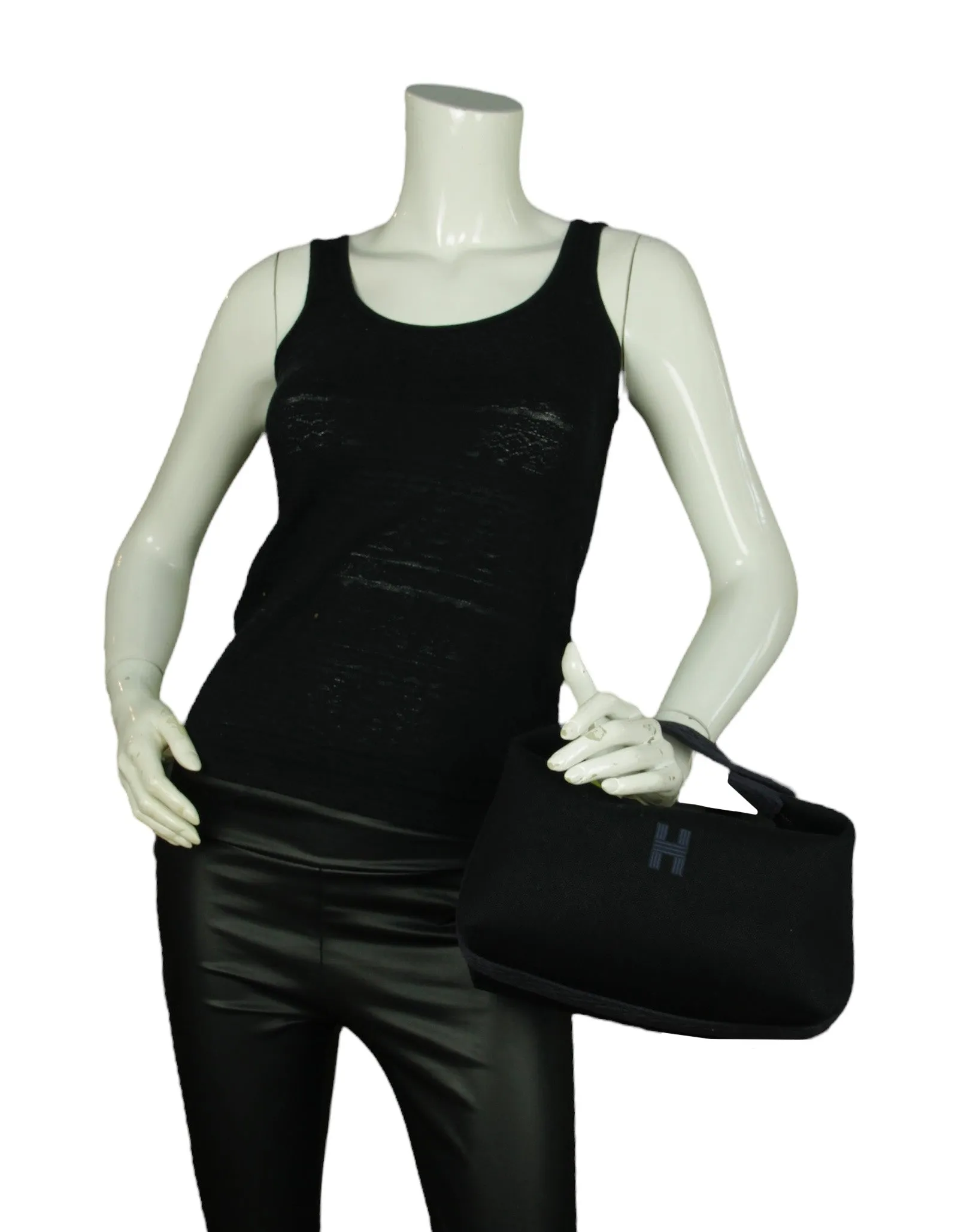 Hermes Navy Canvas Bride-A-Brac Pouch Bag