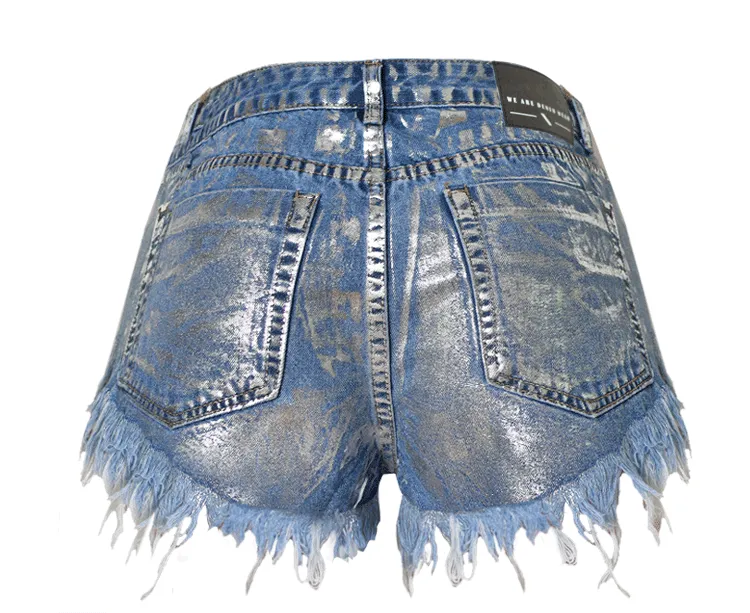 High-waist Slim Fit Rivet Denim Hot Shorts