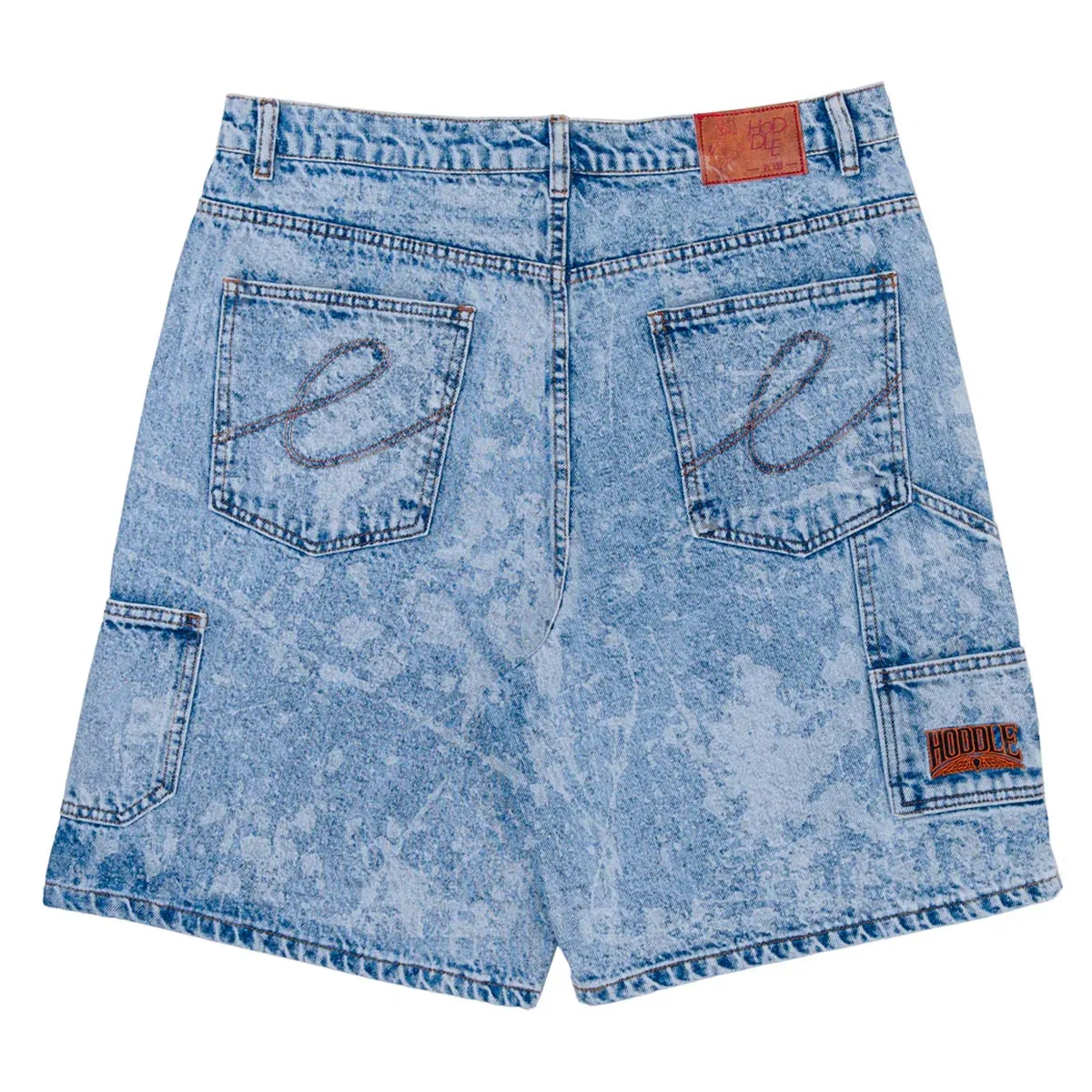 Hoddle - Carpenter Heart Jean Shorts Laser Paint Splatter Light Wash