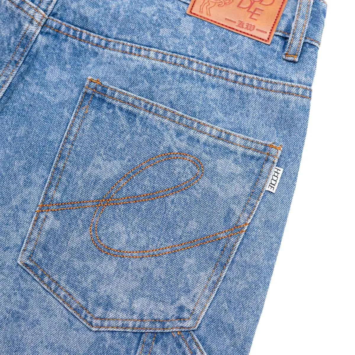 Hoddle - Carpenter Heart Jean Shorts Laser Paint Splatter Light Wash