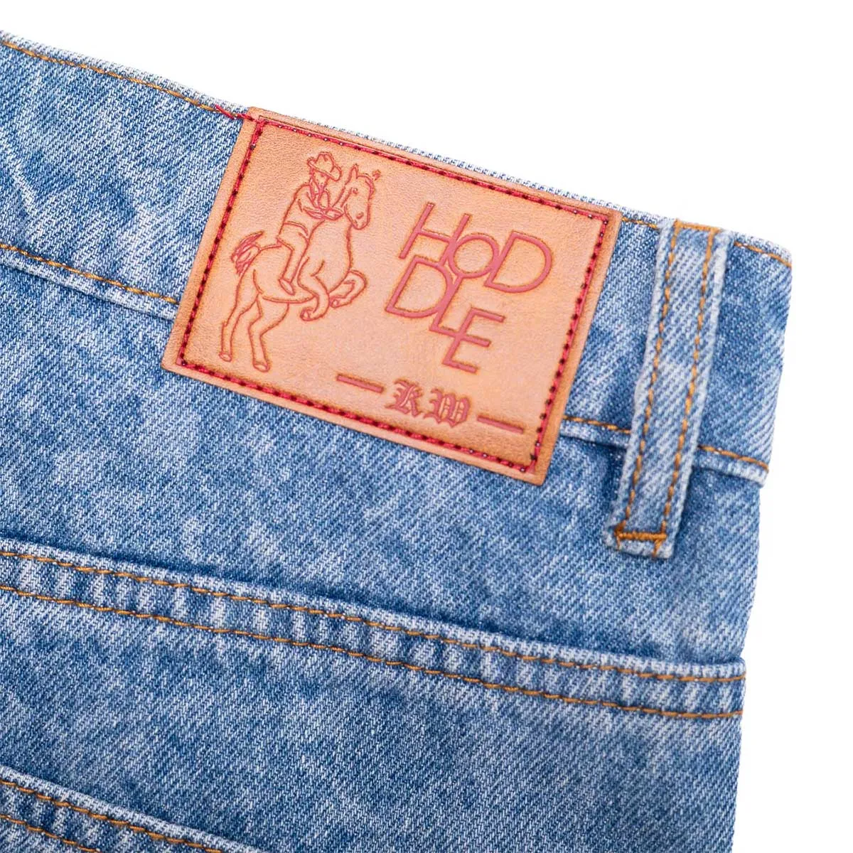 Hoddle - Carpenter Heart Jean Shorts Laser Paint Splatter Light Wash