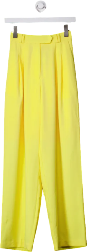 Hyhill Yellow Pleat Front Straight Leg Trousers UK XS