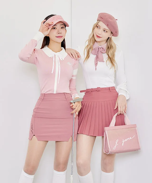 J.Jane Shoulder Frill Knit Zip-Up (Pink)