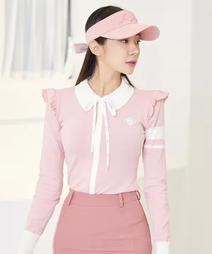 J.Jane Shoulder Frill Knit Zip-Up (Pink)
