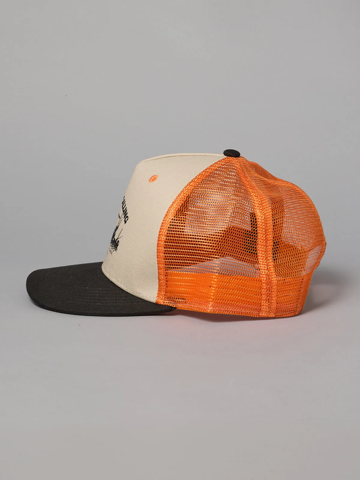 JUST ANOTHER FISHERMAN SALT IS CALLING TRUCKER CAP - ANTIQUE WHITE/ORANGE