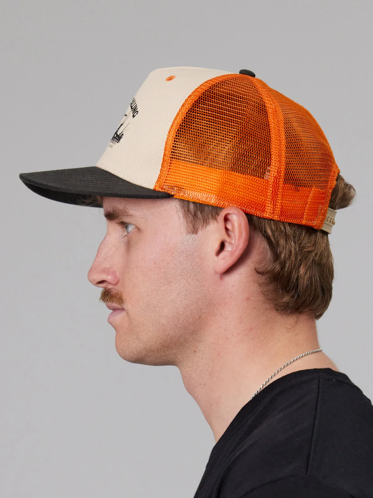 JUST ANOTHER FISHERMAN SALT IS CALLING TRUCKER CAP - ANTIQUE WHITE/ORANGE