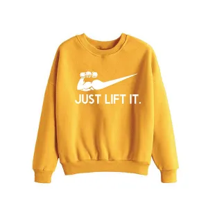 Just Lift It printed Winter Sweatshirt Yellow
