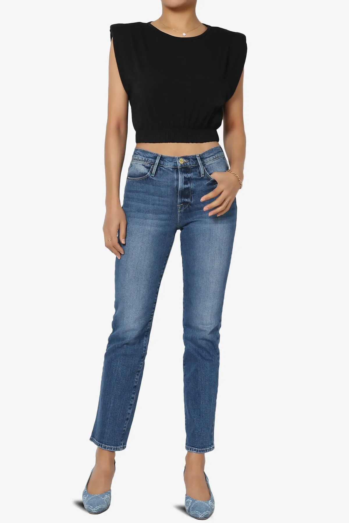 Kali Padded Shoulder Crop Tank Top